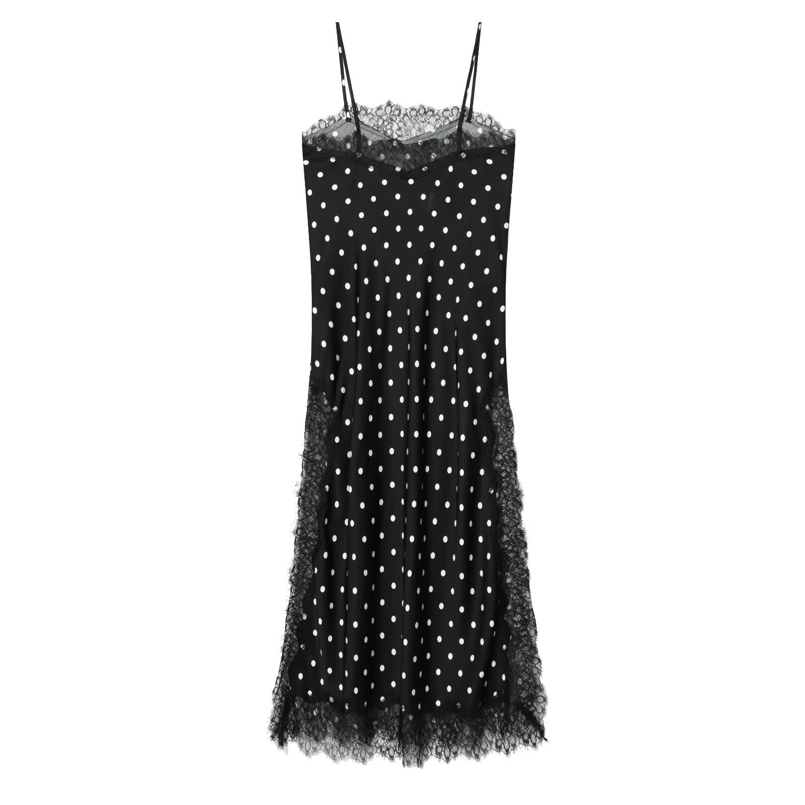 Vintage lace polka dot long camisole skirt