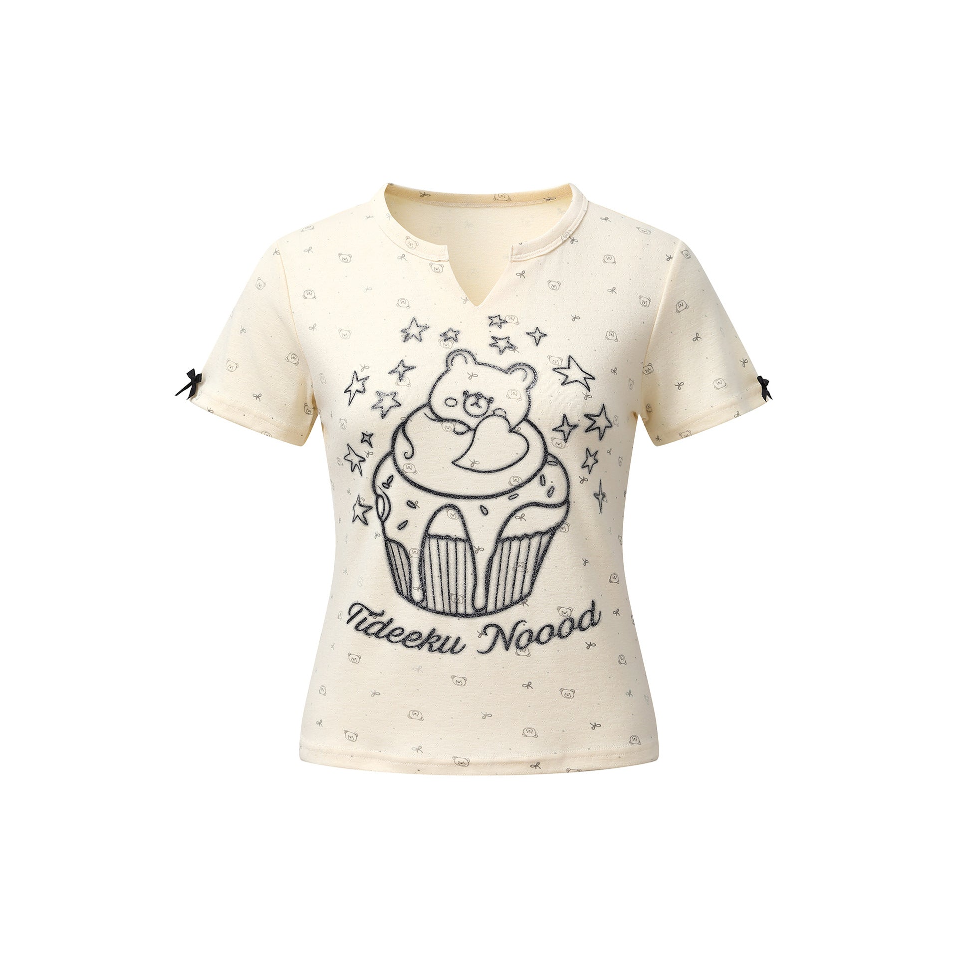 Loose Round Neck Short Sleeve Women's Top with Graffiti Print