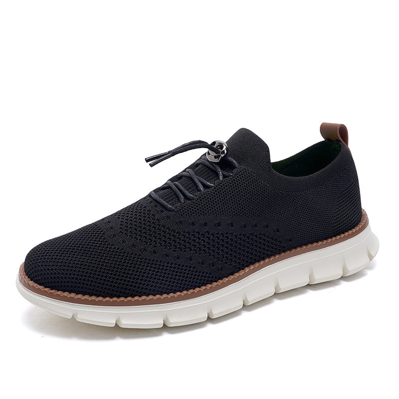 Lightweight lace up casual men's shoes breathable fly woven men's size