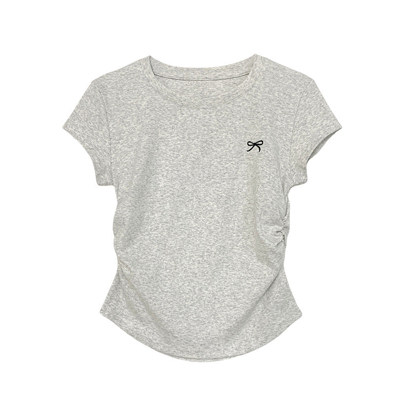 Round Neck Short Sleeve Inner Top Regular Shoulder Women's T-Shirt Fitted Upper Wear