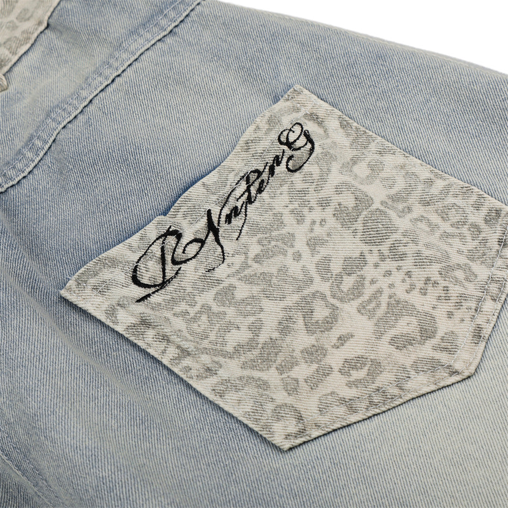 Workwear denim curved knife pants