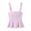 Sweet and spicy striped flower tight corset top