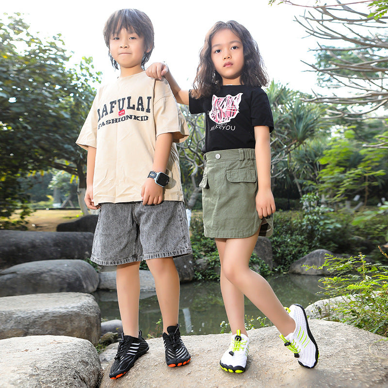 Children's outdoor river tracing shoes barefoot elementary school students diving beach shoes quick-drying water park fitness five-finger shoes