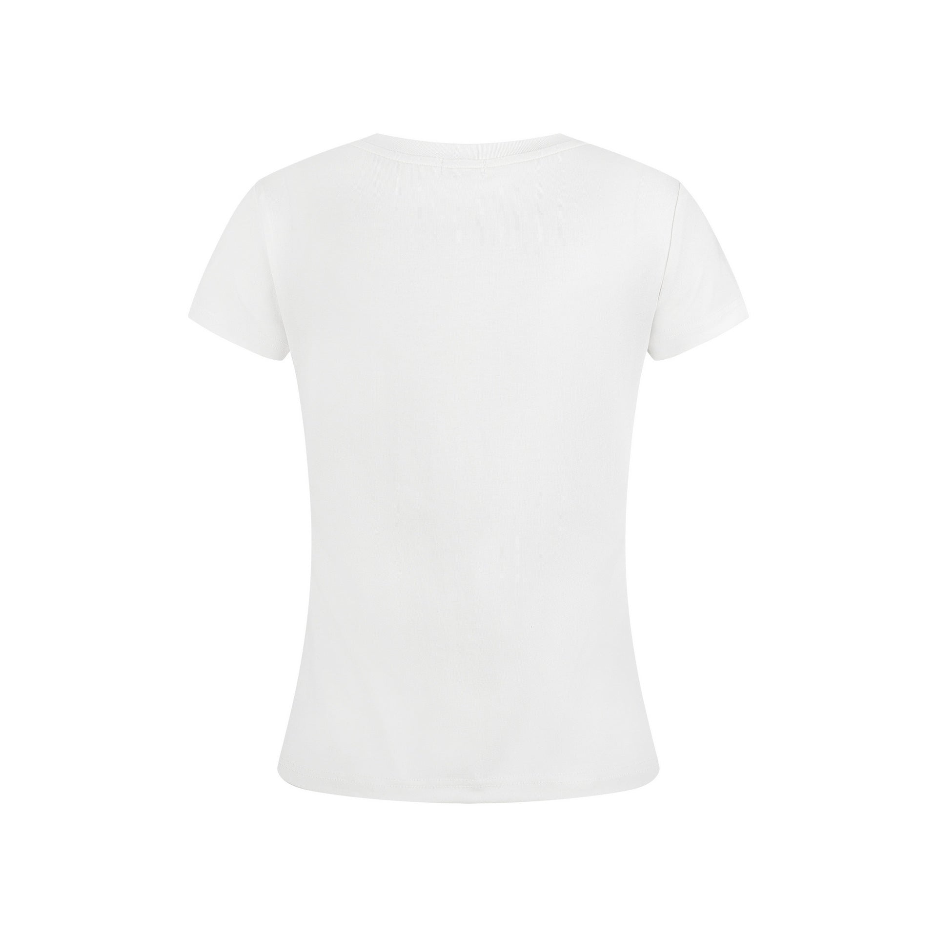 Women's Button Decorated Slim Fit Round Neck Casual Short Sleeve Top