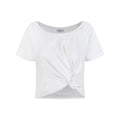 Women's Knitted Ribbed Fitted Wide Neck T-Shirt Short Crop Casual Short Sleeve