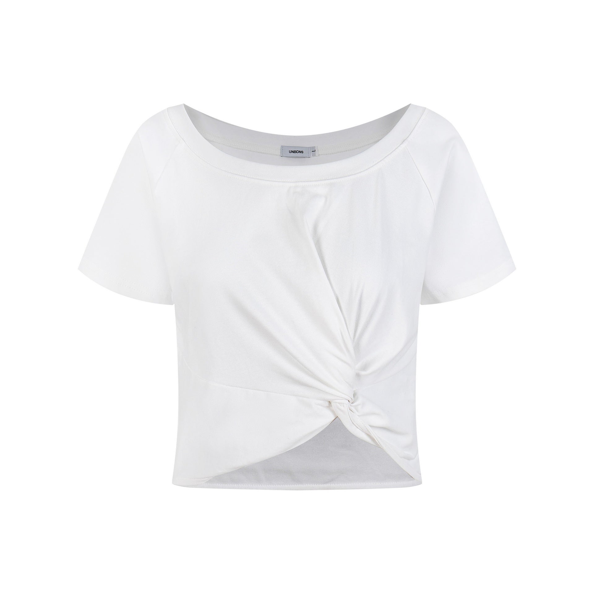 Women's Knitted Ribbed Fitted Wide Neck T-Shirt Short Crop Casual Short Sleeve