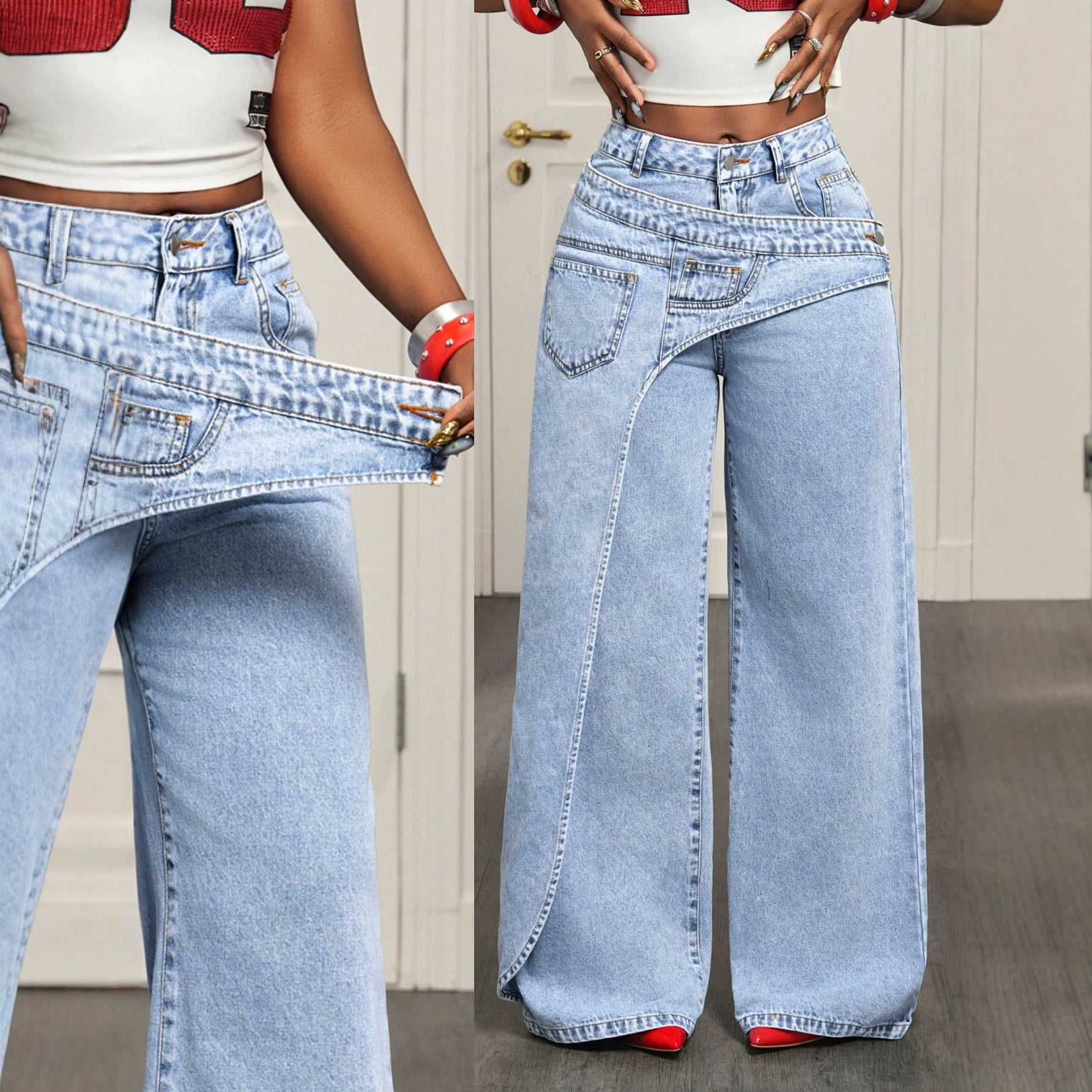 Women's slim fit irregular jeans