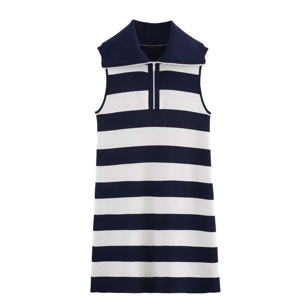 Street striped knitted sleeveless dress