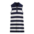 Street striped knitted sleeveless dress