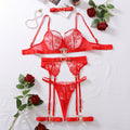 Sexy Lingerie Set with Metal Buckle, 5-Piece Bra Set