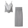 Spicy girl sequined camisole top+skirt set