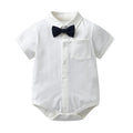 Flip collar short sleeved baby jumpsuit