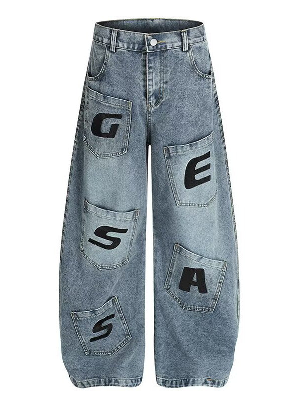 Jeans for Women with Letter Print,Casual Pants