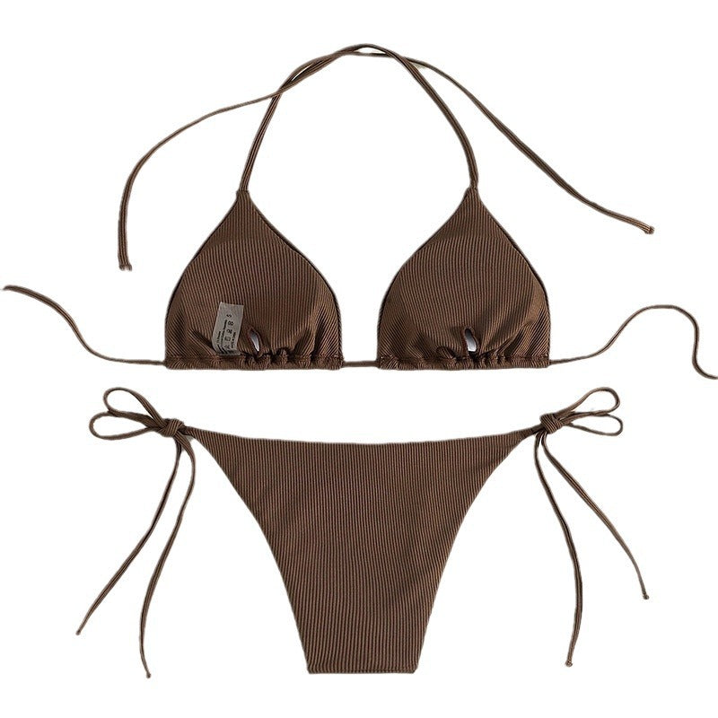 Solid color sexy bikini split swimsuit