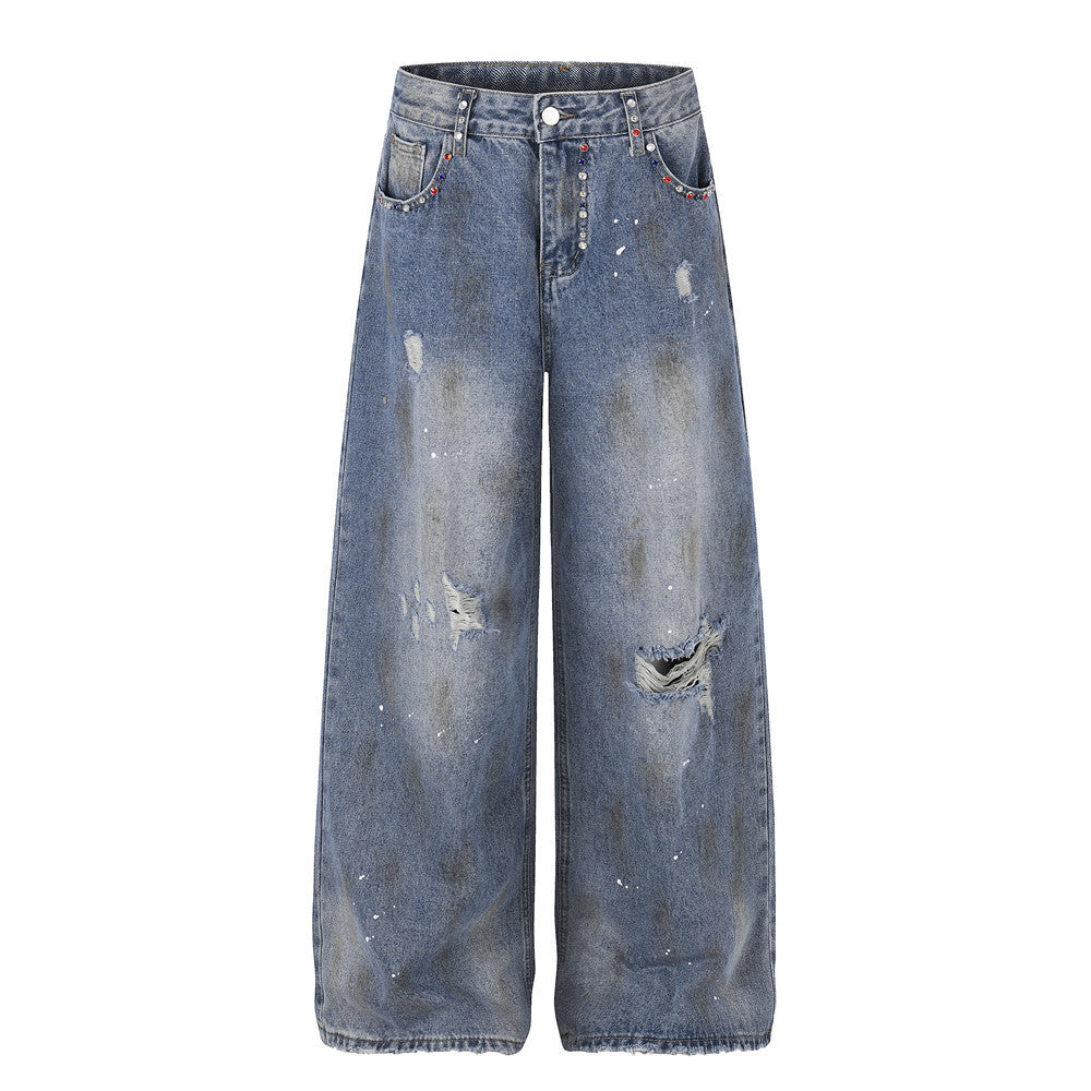 Broken holes make dirty jeans