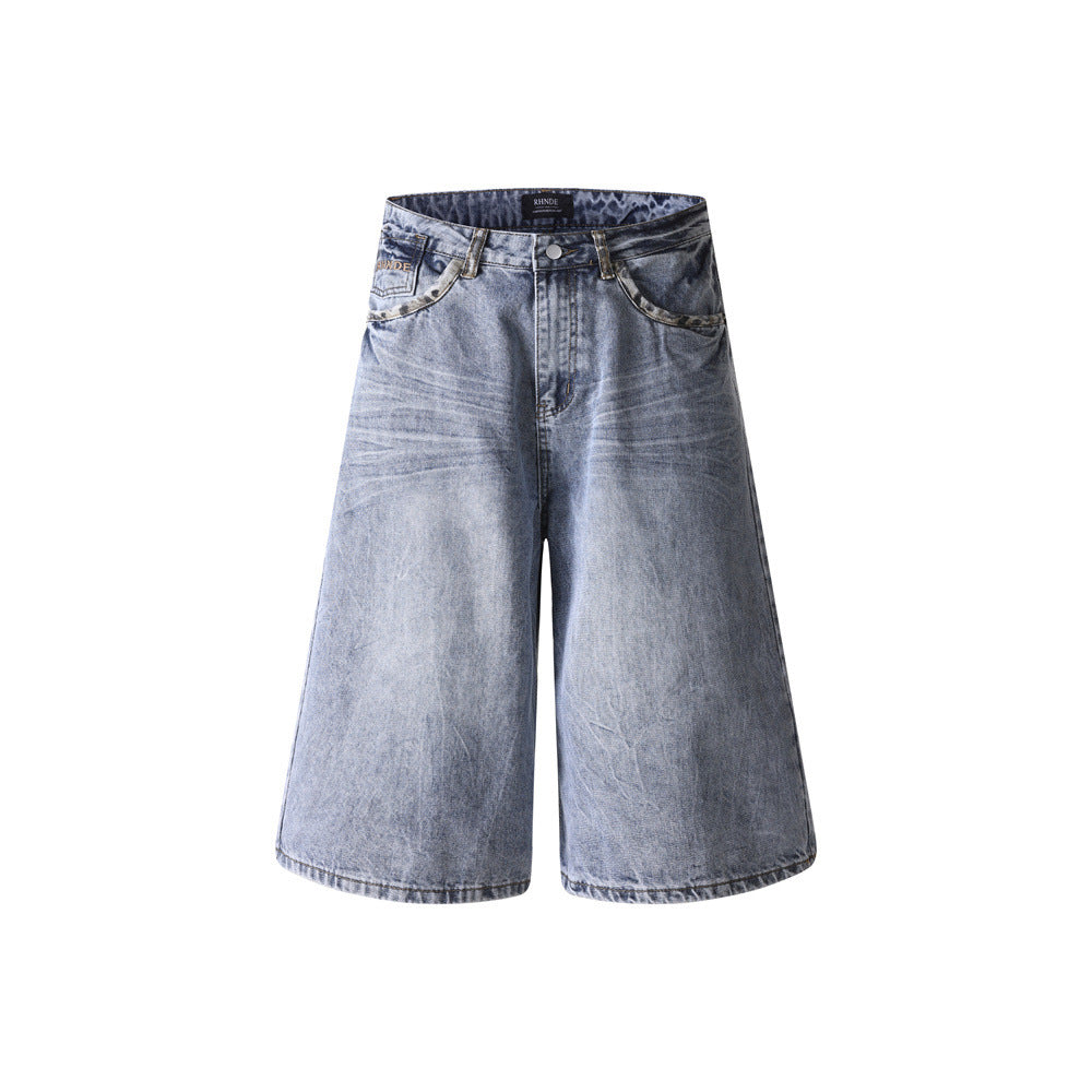 Loose denim shorts