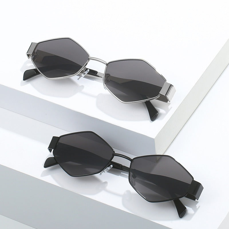 New triangular glasses, European and American ins, internet celebrity geometric polygon glasses, personalized hip-hop sunglasses