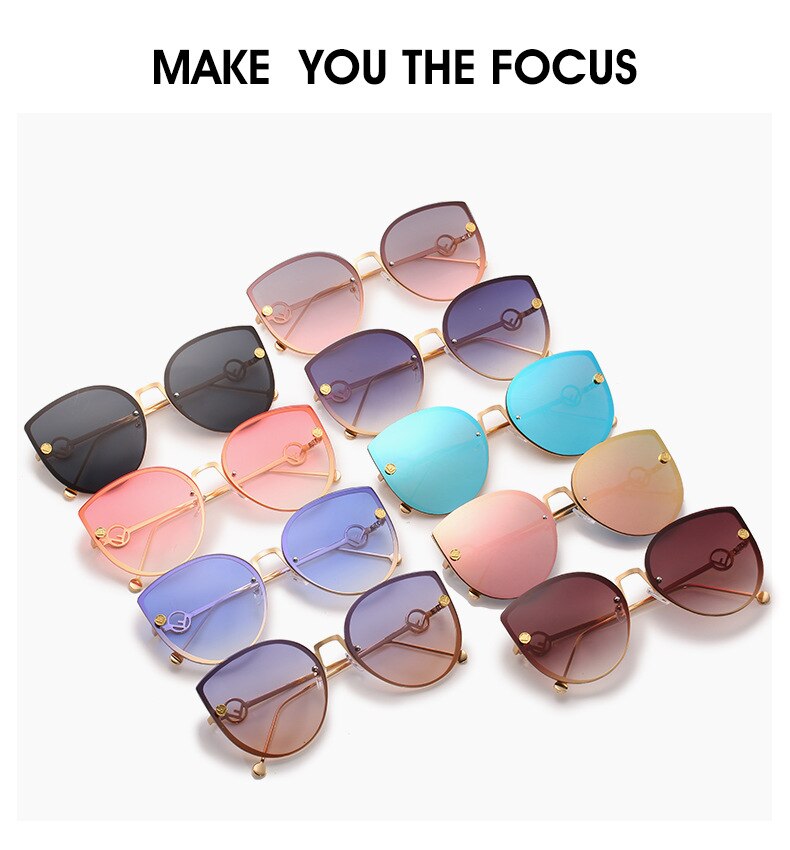 Classic Cat Eye Sunglasses New Fashion Shades Sun Glasses For Women Retro Metal Feminine Glasses