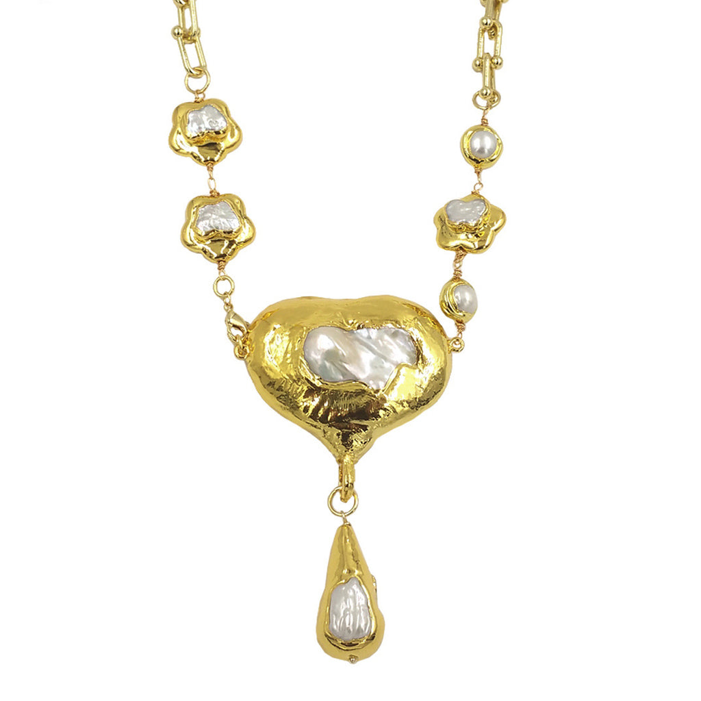 Royal style retro micro inlaid Baroque pearl natural freshwater pearl women's collarbone necklace