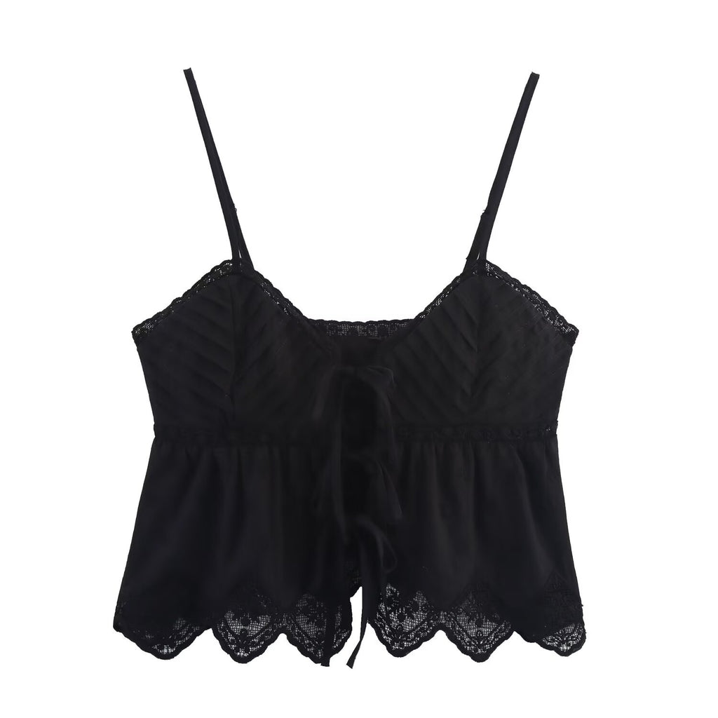 Spicy girl embroidered short camisole top