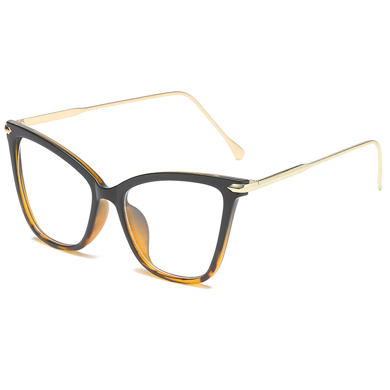 New Ladies Large Frame Cat Eye Flat Glasses Fashion Trend Round Face Glasses