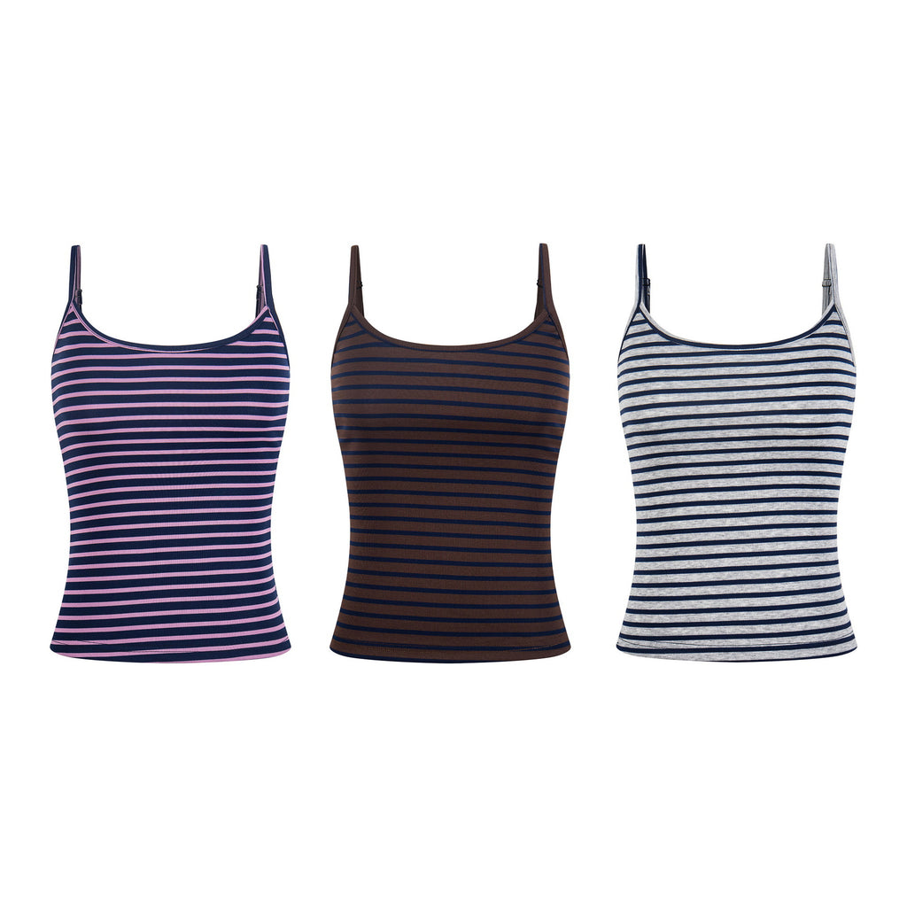 Colorful Stripe Tank Top, Fitted Slimming Bodysuit