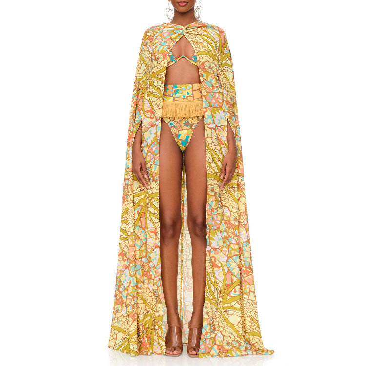Bikini Swimwear for Women, Beach Cover-Up Cape, Vacation Swim Suit