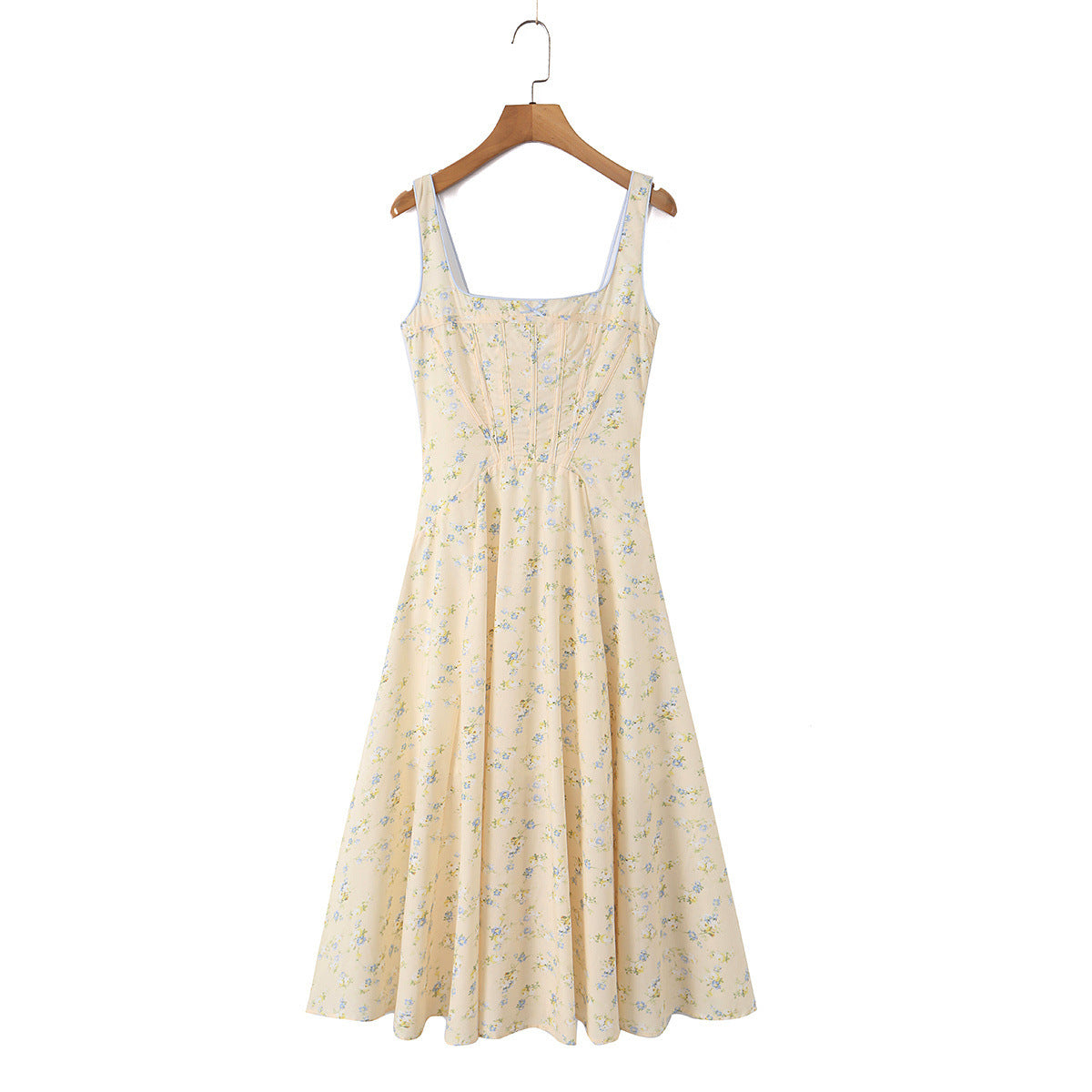 Cotton printed lace up long dress