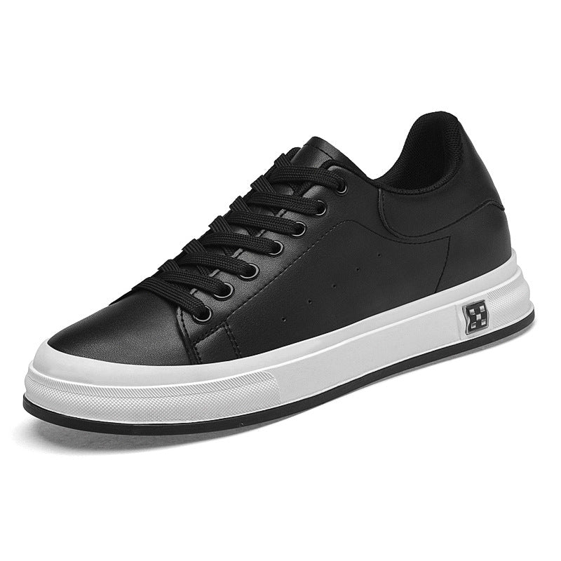 Men's Low-top Leather Sneakers with Thick Sole and Inner Height Increase