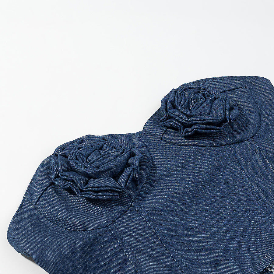 Spicy girl denim casual sexy strapless top
