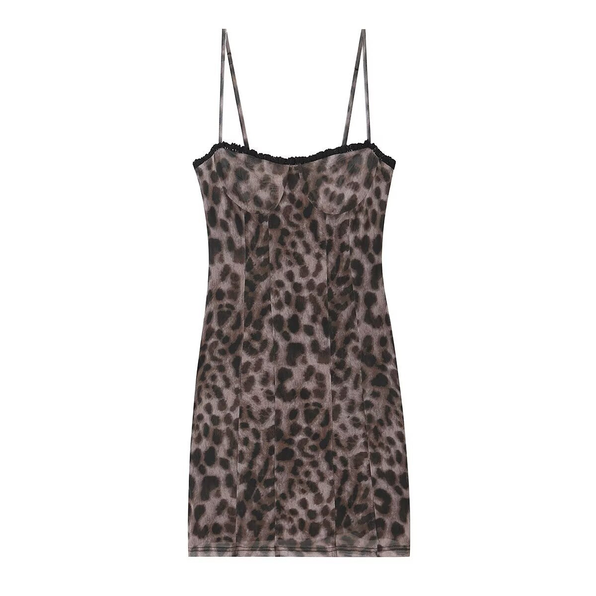 Spicy girl leopard print suspender dress