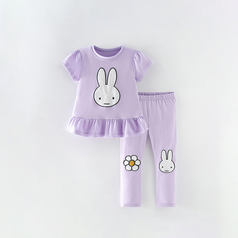 Round neck short sleeved top set