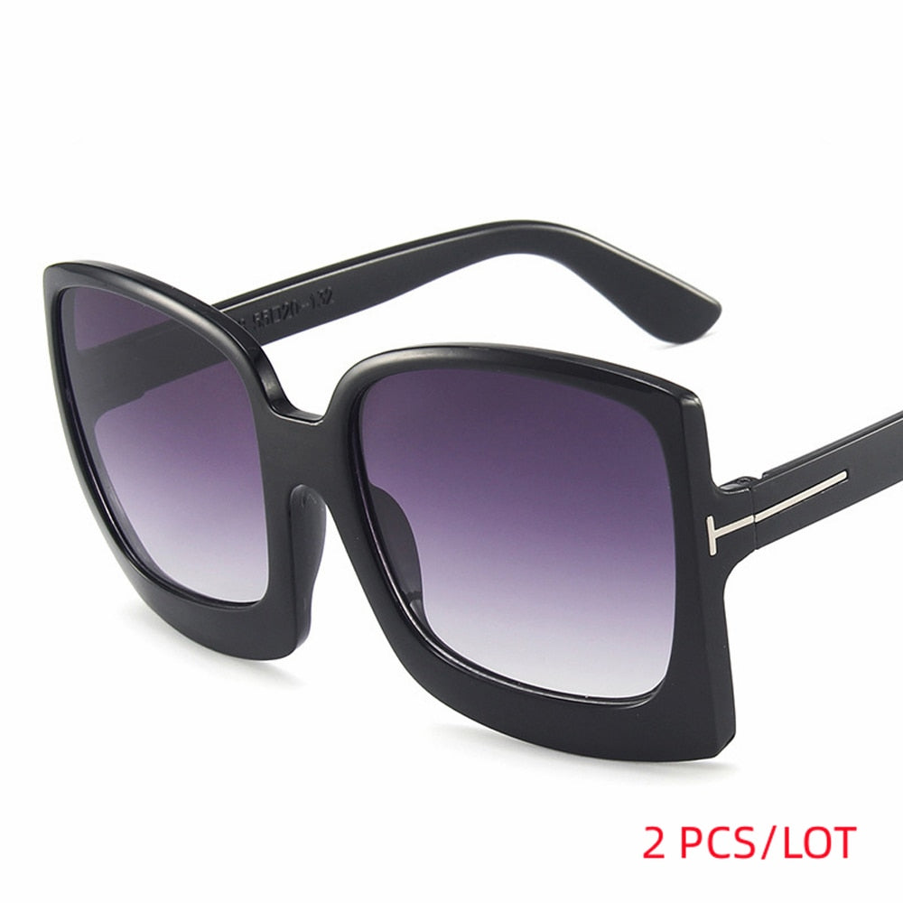 Square Sunglasses Women Vintage Brand Oversize Sun Glasses Black Gradient Female Glasses Men UV400
