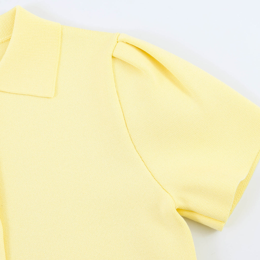 Bow embellished knitted short sleeved top