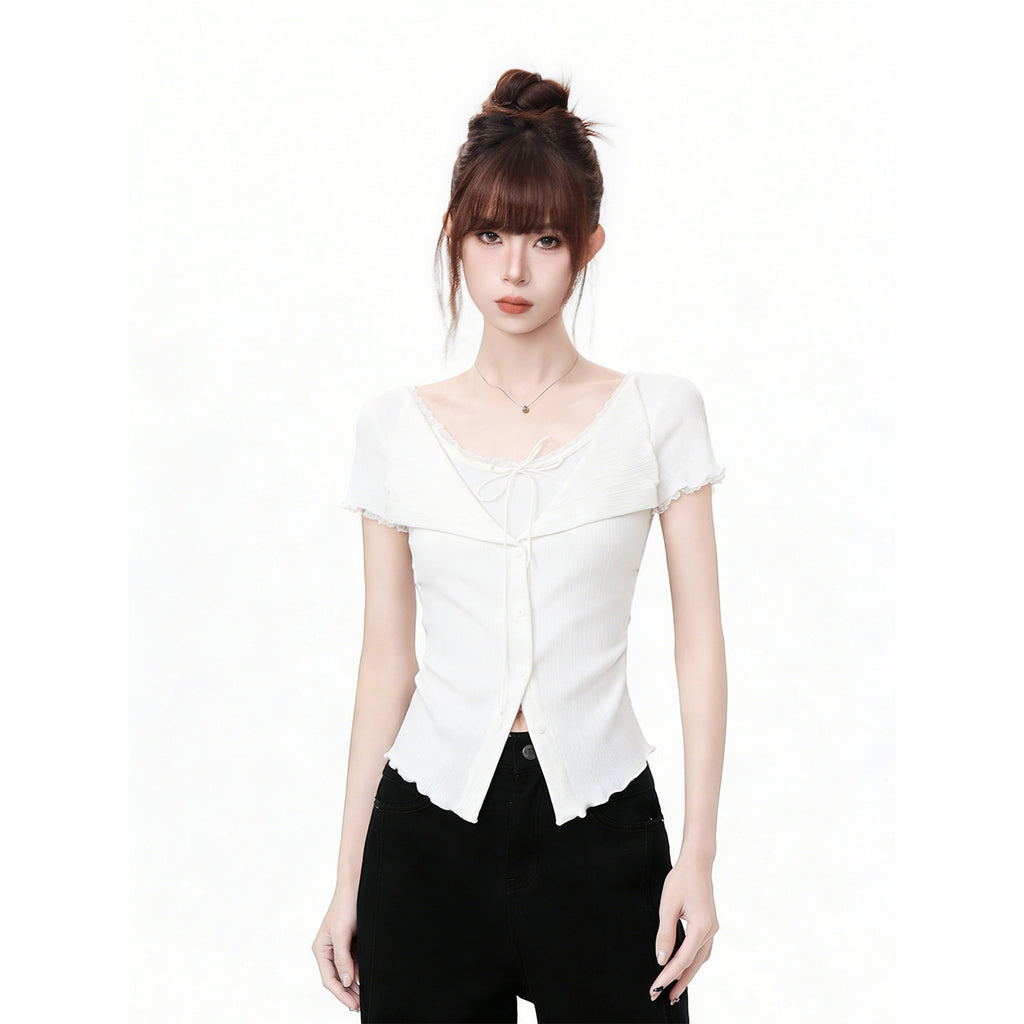 Short Sleeve T-Shirt for Women Fitted Waist, Slim Fit, Regular Shoulder Top