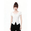 Short Sleeve T-Shirt for Women Fitted Waist, Slim Fit, Regular Shoulder Top