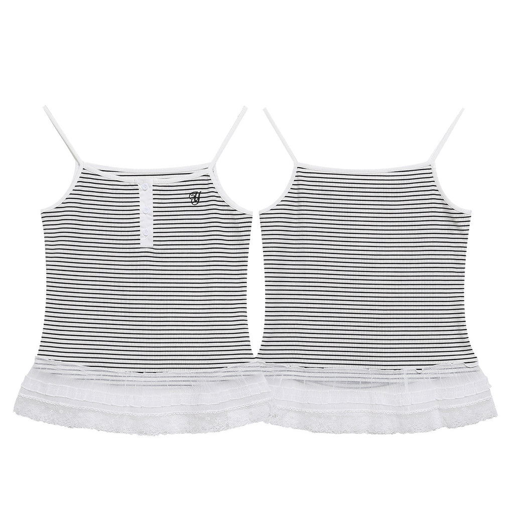 Embroidered Tank Top for Women, Lace Trimmed Hem, Fitted Slimming Inner Wear Sleeveless Top
