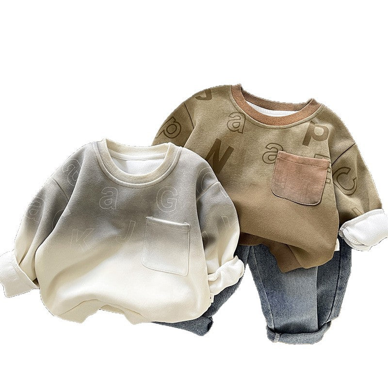 Male baby letter long sleeved hoodie two-piece set
