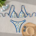 Small floral triangle sexy bikini split swimsuit