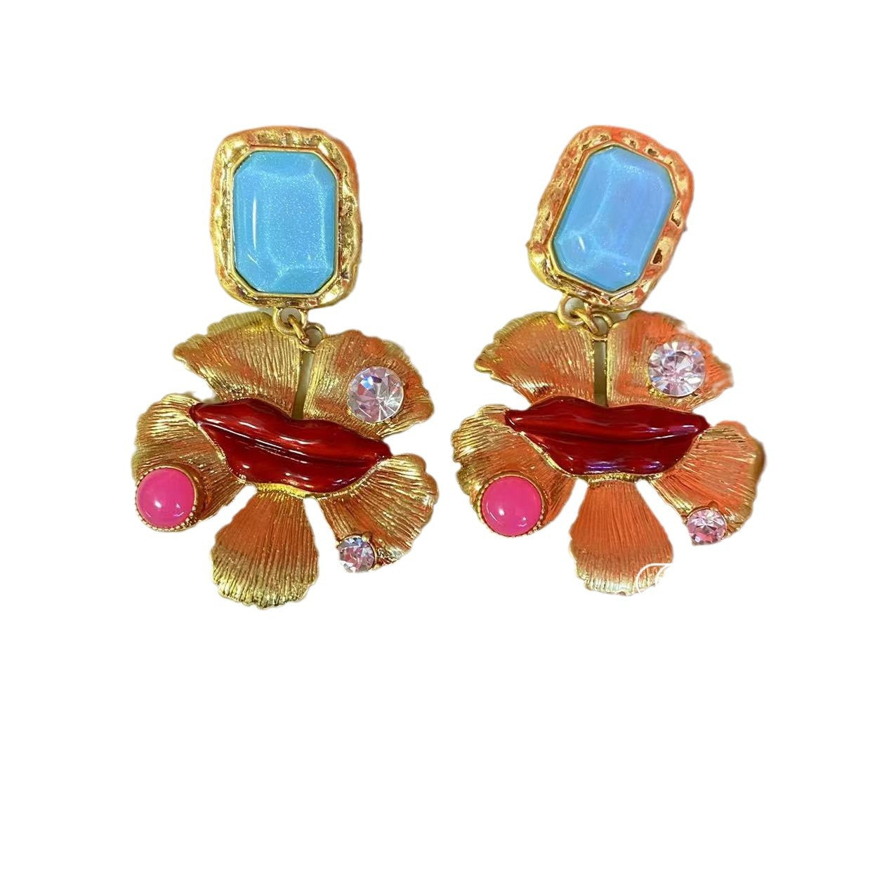 Exaggerated dynamic simple niche design earrings Diamond-studded light luxury elegant flower earrings