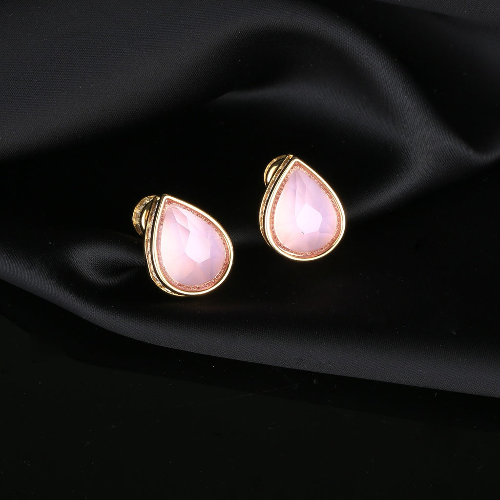 Micro inlaid water droplet zircon earrings for women plated with 18k gold