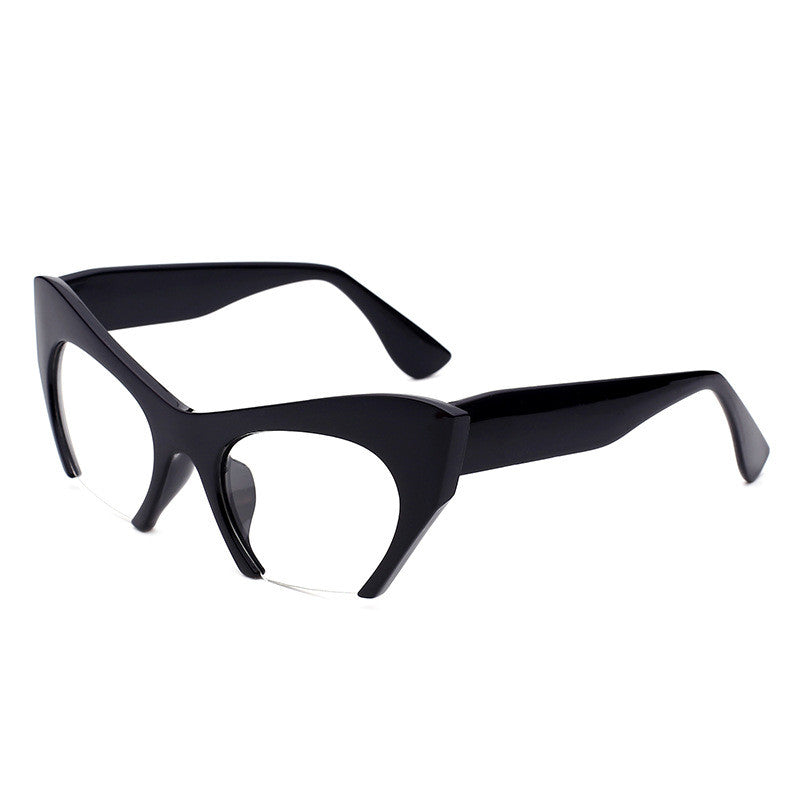 New Film Female Glasses Frame Half-Frame Cat Eye Personality Frame