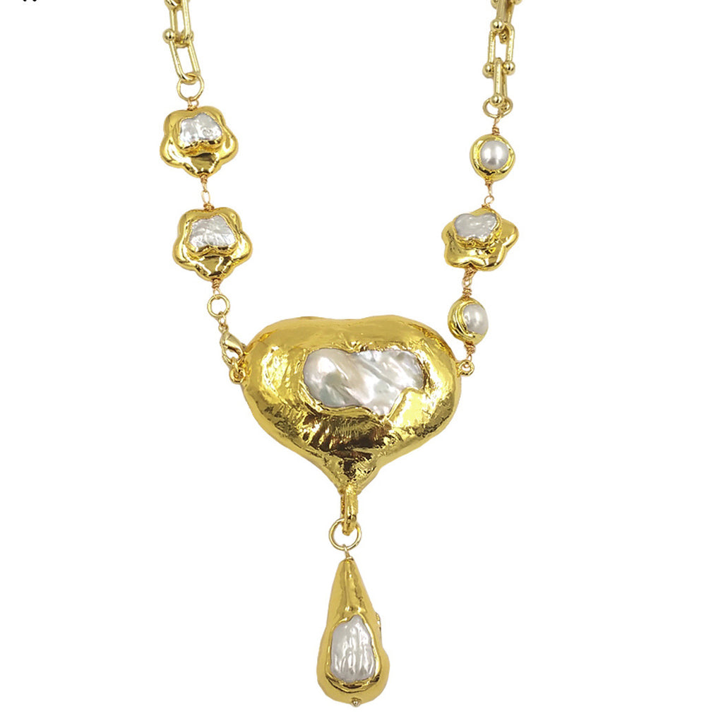 Royal style retro micro inlaid Baroque pearl natural freshwater pearl women's collarbone necklace