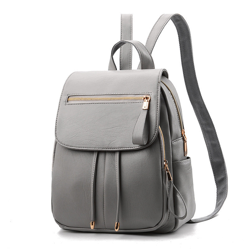 Soft leather backpack travel bag