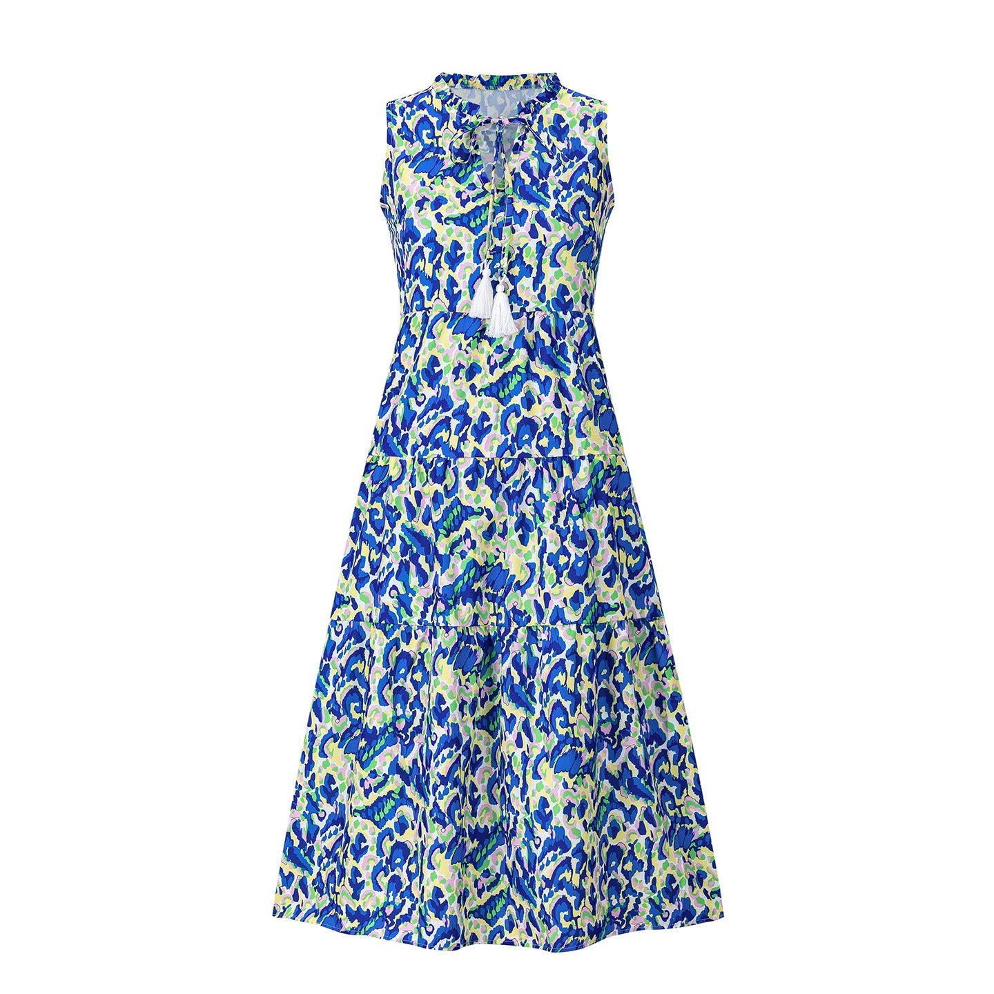 Sleeveless V-neck printed dress
