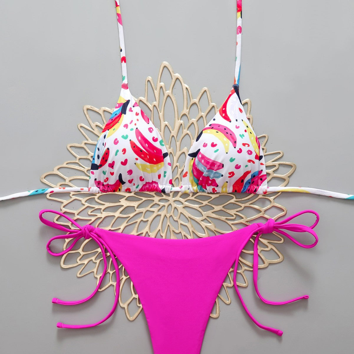 Bikini floral triangle strap swimsuit