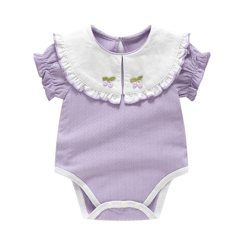Short sleeved doll collar jumpsuit