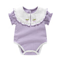 Short sleeved doll collar jumpsuit