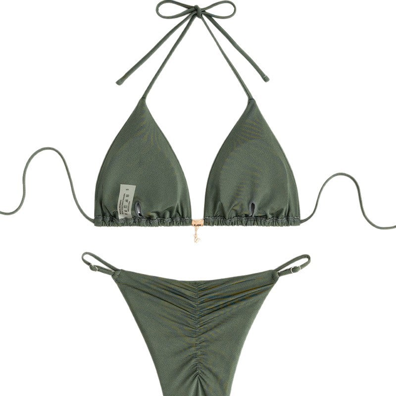 Solid color neck tie bikini