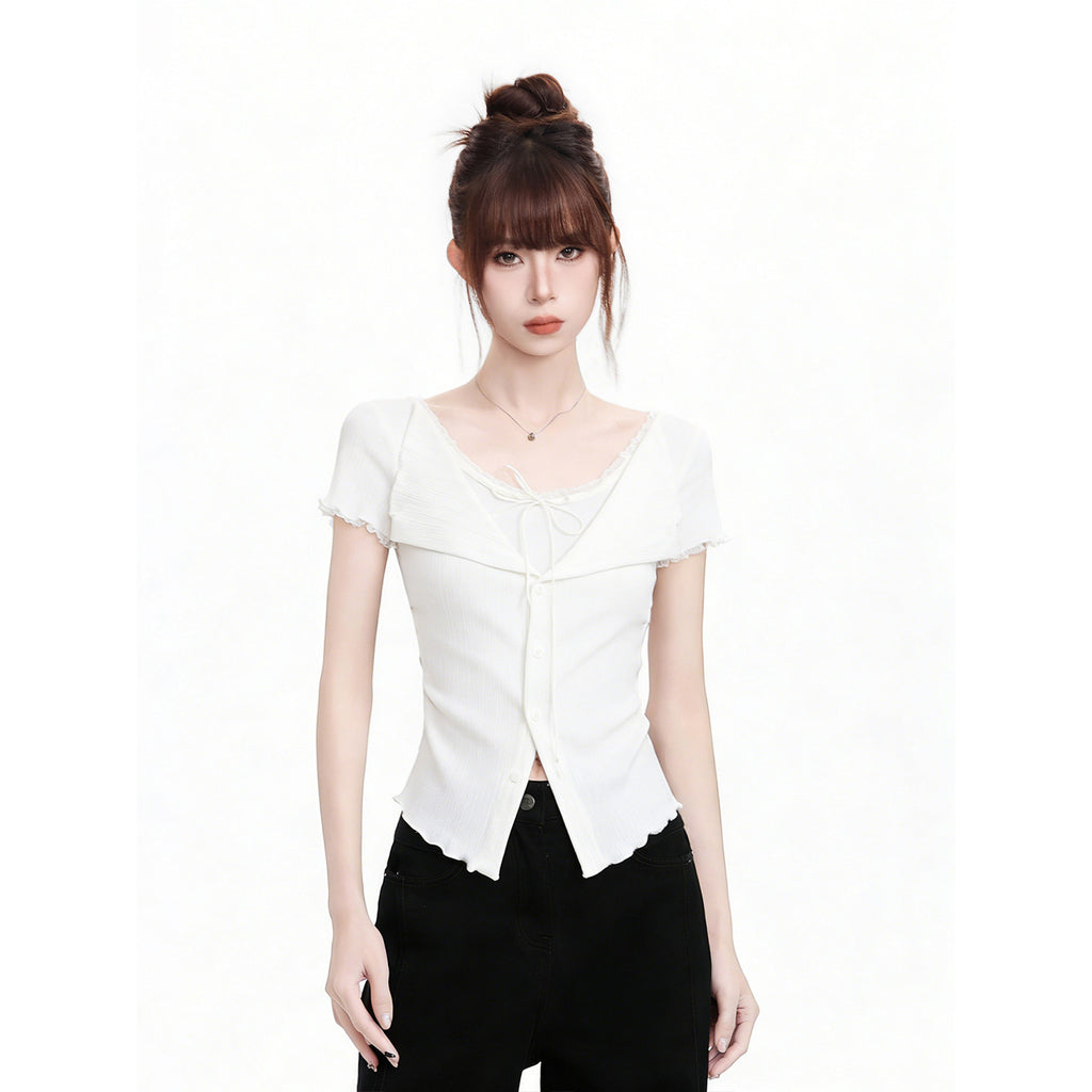 Short Sleeve T-Shirt for Women Fitted Waist, Slim Fit, Regular Shoulder Top